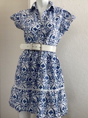 Lapogee, NEW WITHOUT TAGS, size S, button-up, collared, blue/white